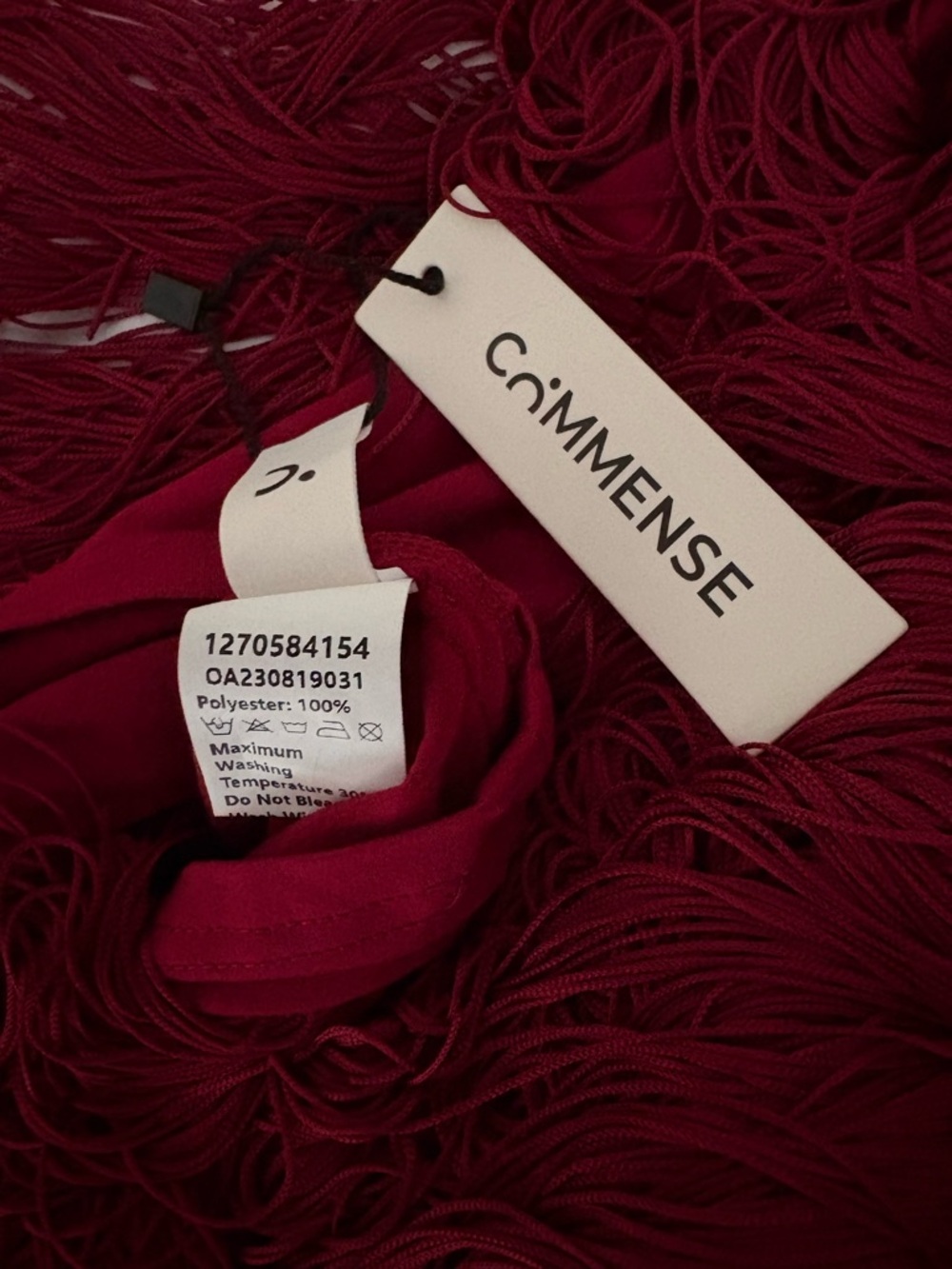 Commense Fringe Slip Dress in Burgundy - Picture 6 of 6